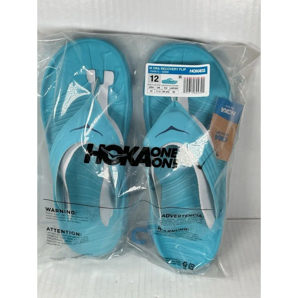 Size 12 Mens Hoka One One Ora Recovery Flip Flop Sandals 1099675 Blue NEW